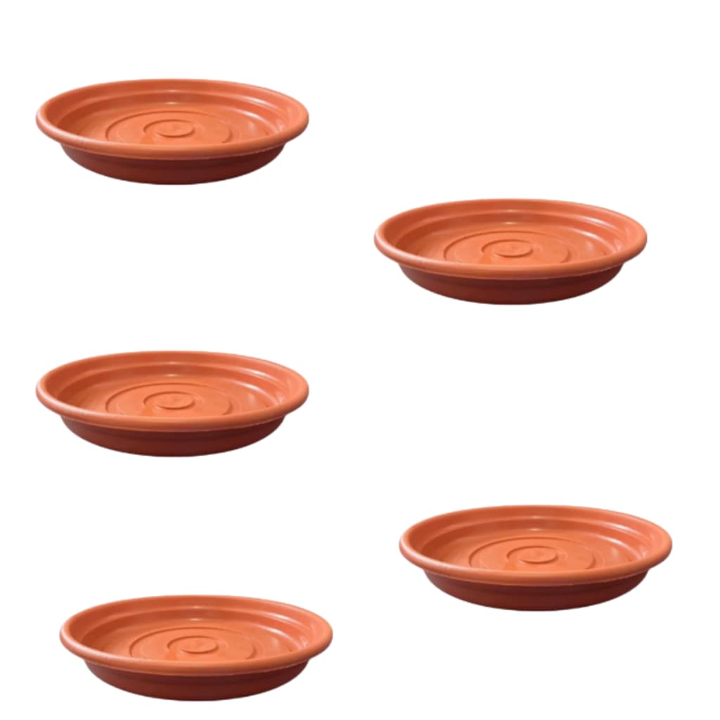 Kit Com 5 Prato Plástico Para Vasos Cor Terra Cota e Preto Pequeno- IDEAL PARA VASOS DE 4,5 LITROS