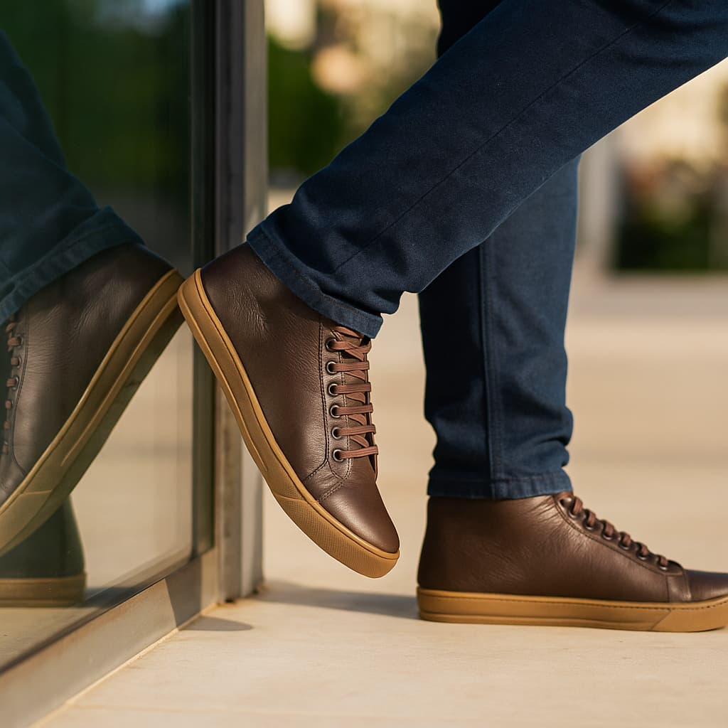Tênis Masculino Confortável Bota Masculina Em Couro Legítimo Cano Médio Macia Botinha Casual Social Leve Em Promoção