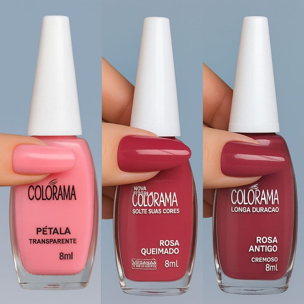 Kit 3 Esmaltes Colorama Rosa Queimado Nude Rosado Esmalte Atacado Rosa Antigo Rosa Rosa Pétala