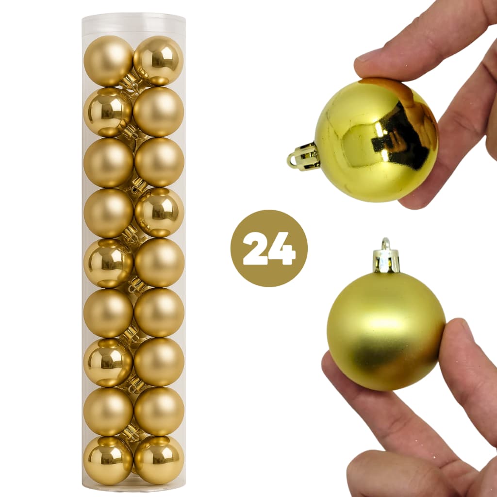 Kit 24 Bolas Natalinas Douradas Vermelhas5cm Plástico Resistente