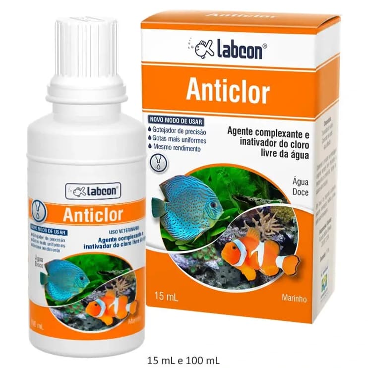 Alcon Labcon Anticlor 15ml / 100ml – Neutralizador de Cloro para Aquários (Água Doce e Marinha)