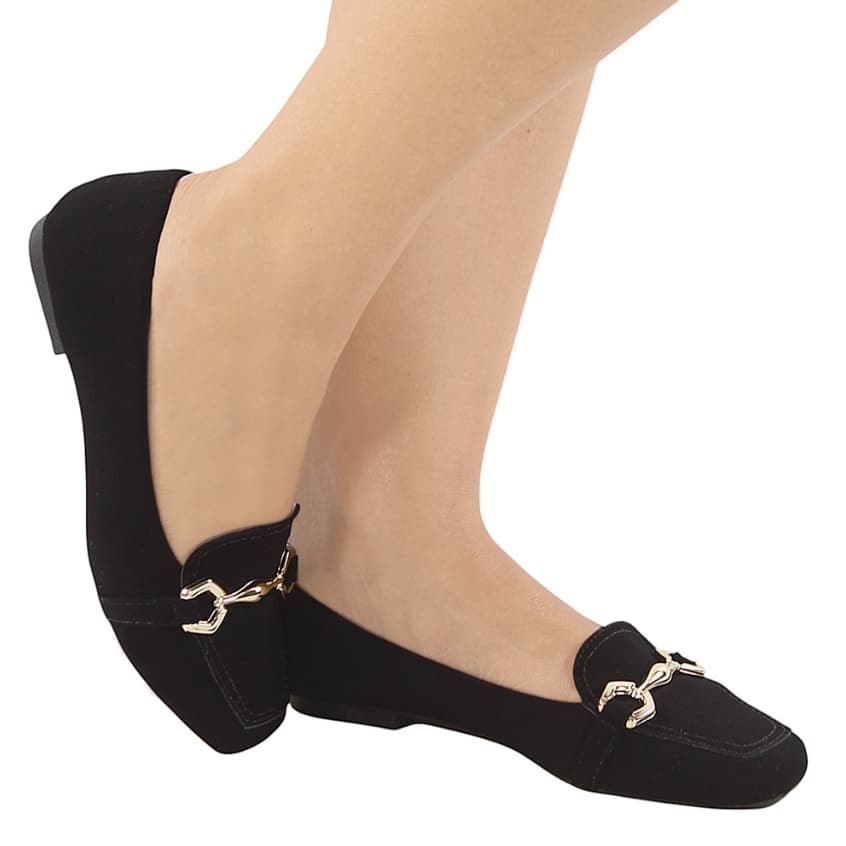 Sapatilha Mocassim Feminina Nobuck Conforto Cacherrel Detalhe Metal Elegante Casual Dia a Dia