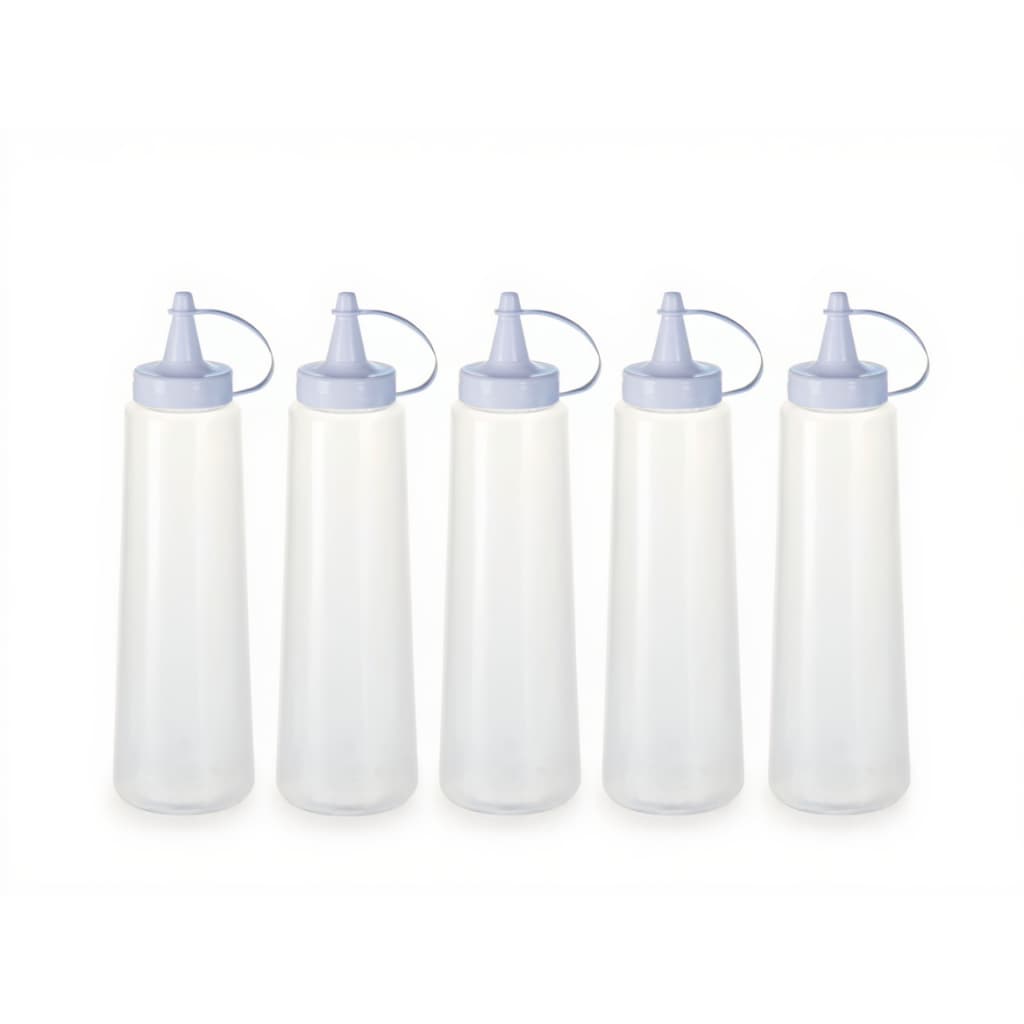 Kit 5 Bisnagas Plásticas Grandes 400ml para Molhos Maionese Plasvale Lanchonete Bar