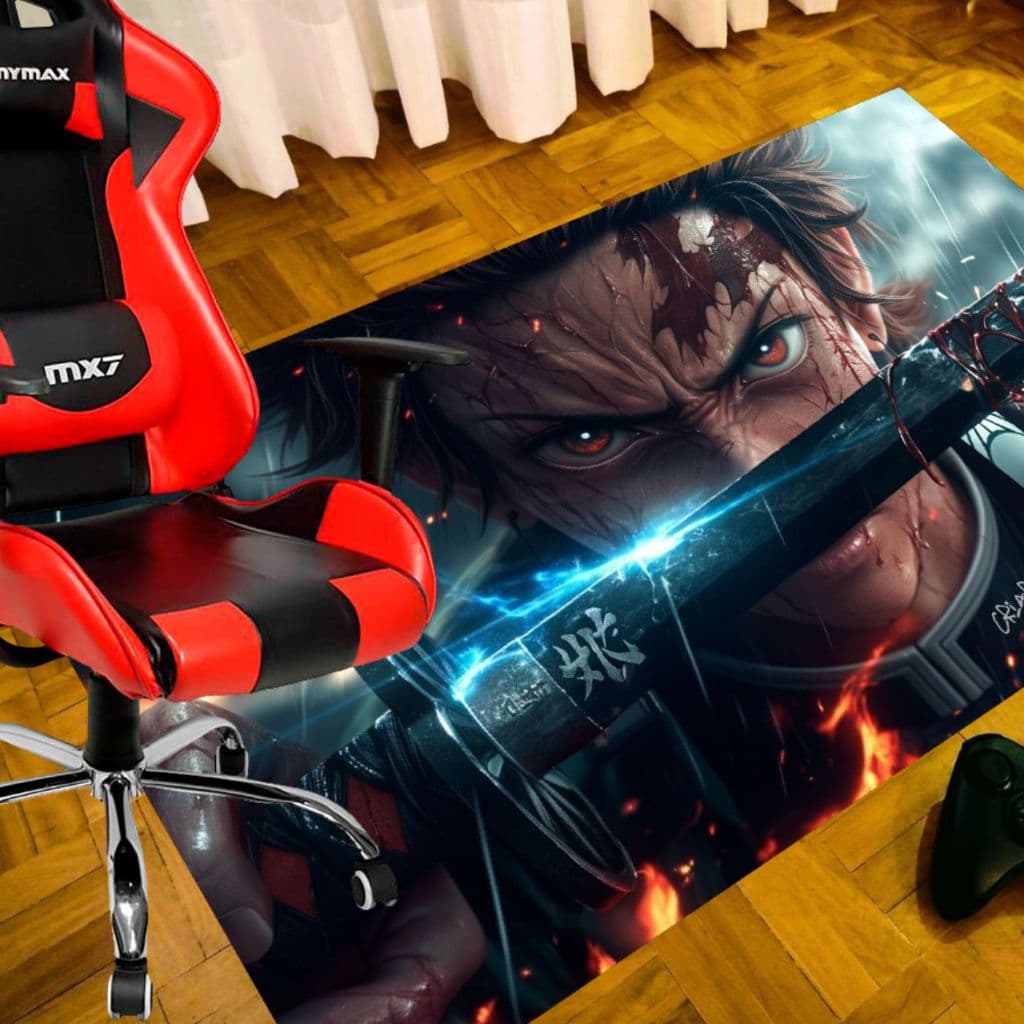 TAPETE GAMER PROTETOR DE PISO  - 90x65 antiderrapante - Tema D.SLAYER