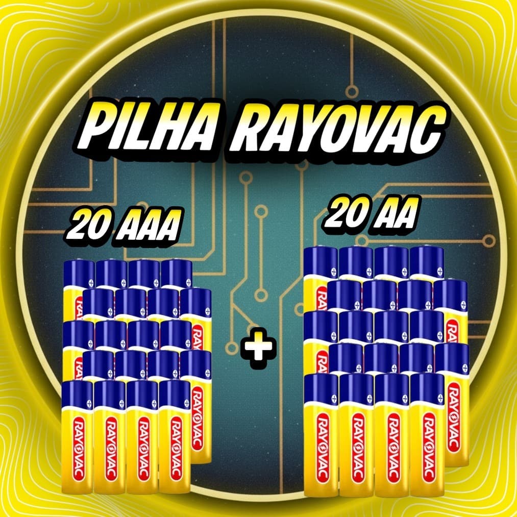 Rayovac 20 AA Normal + 20 AAA Palito ou Escolha sua Quantidade