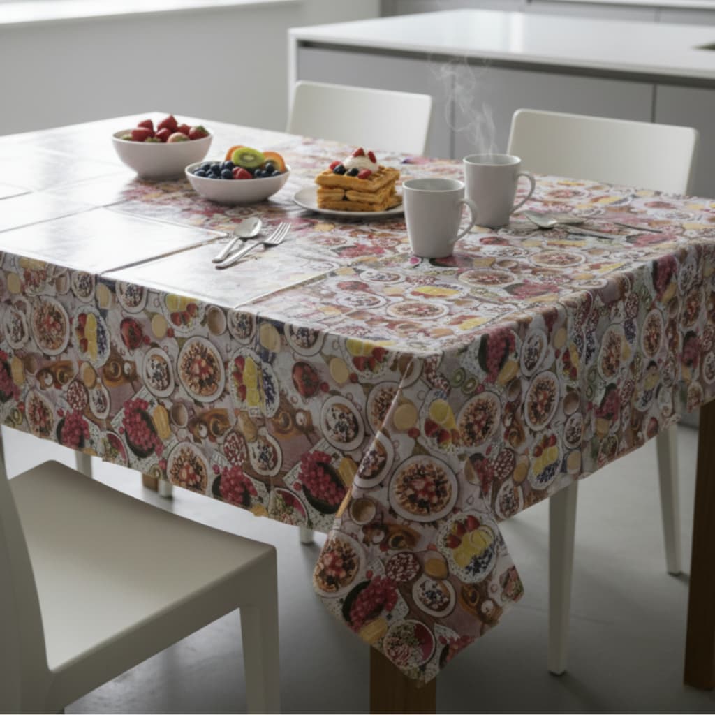 Toalha De Mesa Retangular 6 Lugares PVC Cozinha Térmica e Impermeável 1,40 x 2,10