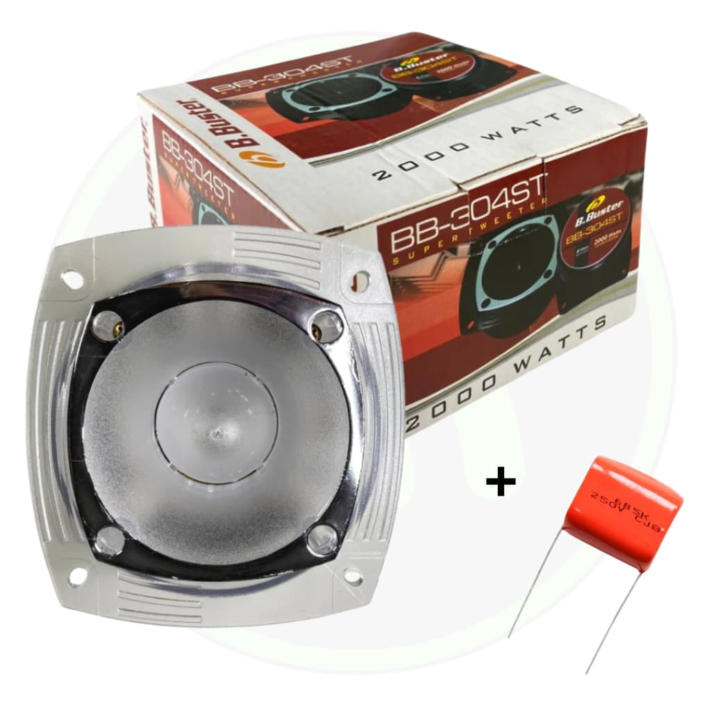 Super Tweeter B Buster Detalhe Cromado + Capacitor St 304 2000 watts 8 Ohms Acrilico Som Selenium