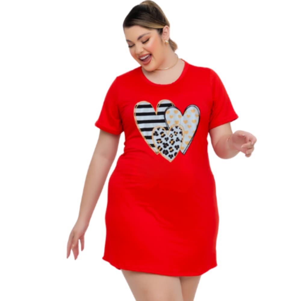kit 2 Vestidos Camisetões Plus Size de Malha Com Desenho.