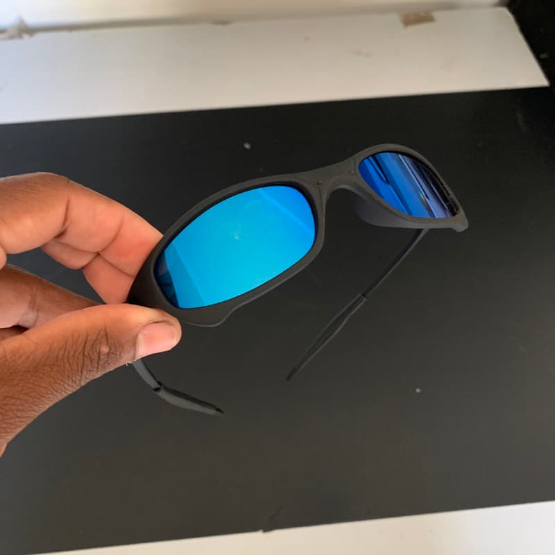 Óculos de Sol Masculino e Feminino Metal-Plastico Estiloso Brilho Reto Top Azul,Preto, Rosa