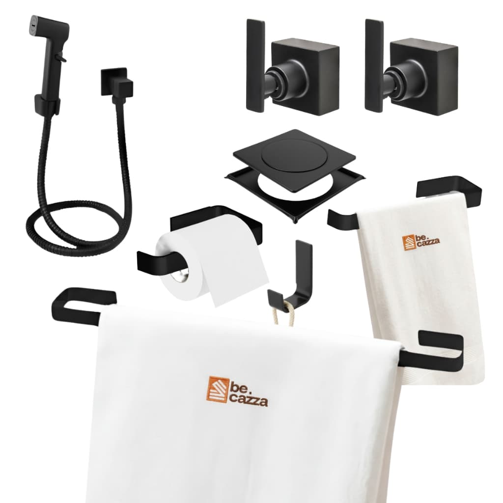 Kit Acessórios Banheiro Preto Fosco Ducha Higiênica Acabamento Registro Deca Ralo Click Inteligente