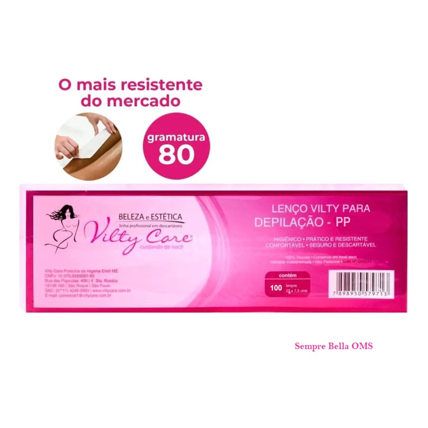 Lenço Para Depilação Vilty Care PP 100 Unidades
