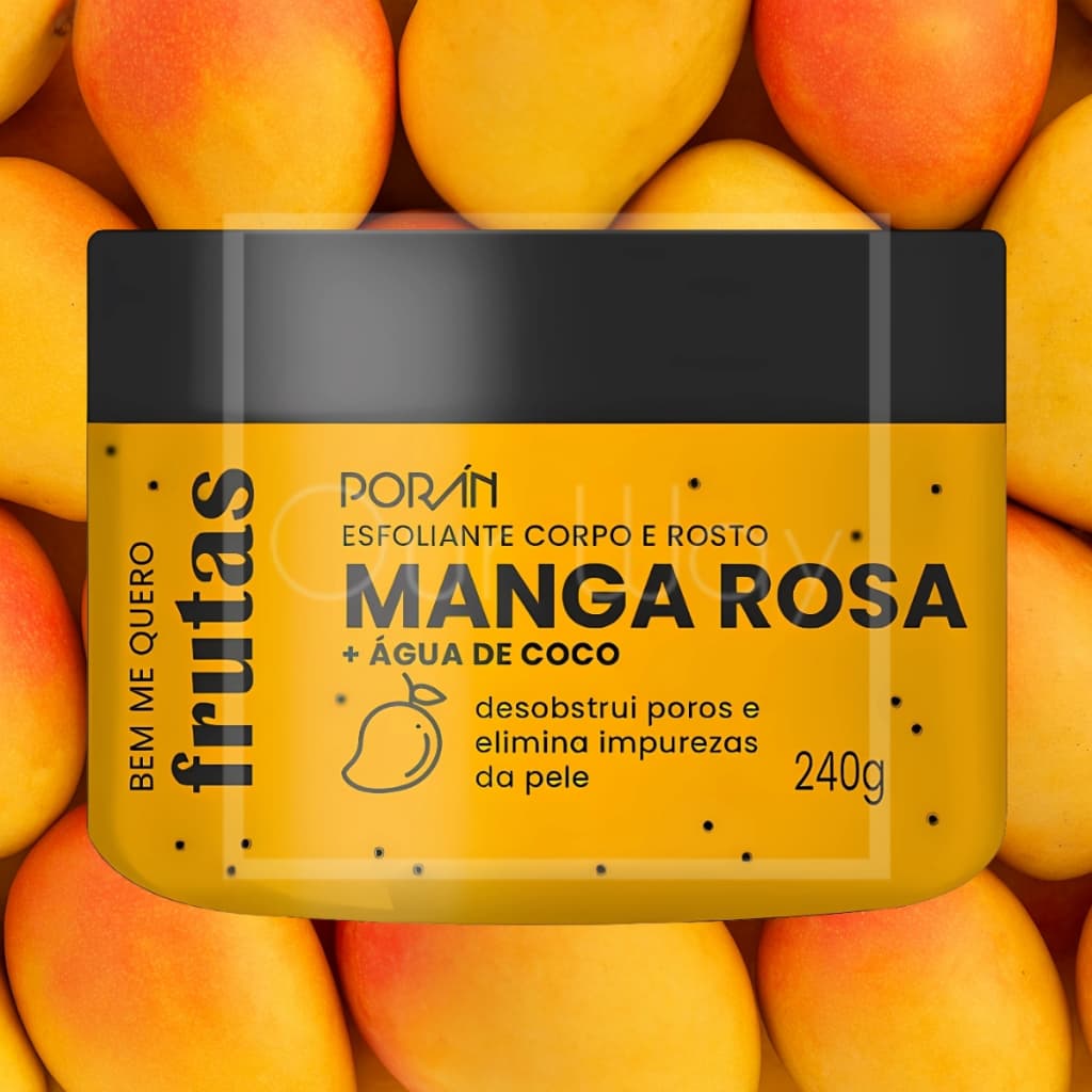Creme Esfoliante Corporal e Facial Manga Rosa Água de Coco Para Corpo e Rosto Porán 240g