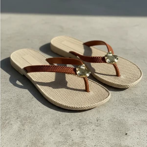 Chinelo Feminino Marrocos TRANÇA pingente Verão Praia Macio Confortável Lançamento