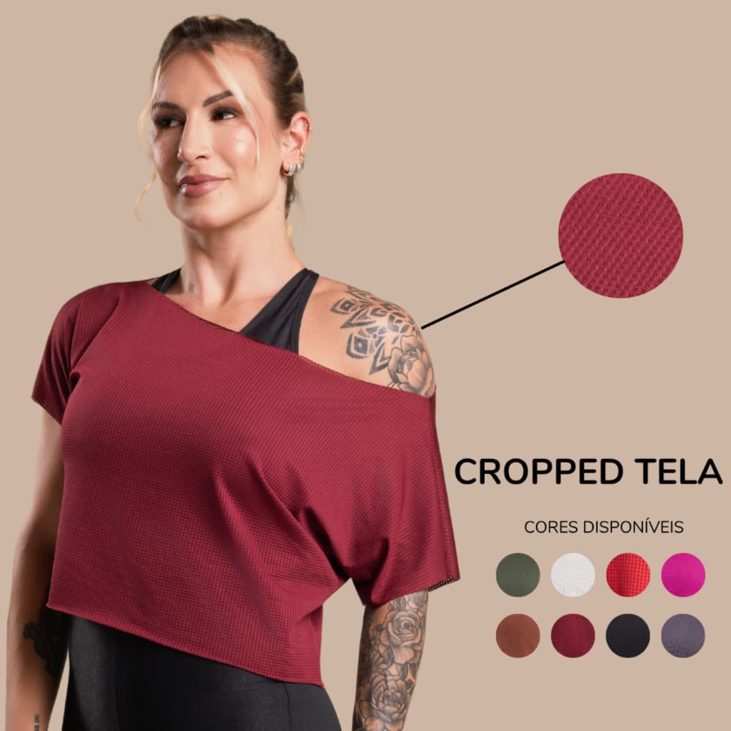Cropped Básico Liso Tela Feminino Camiseta Academia Musculação Corrida Treino Tecido Leve DRB Modas