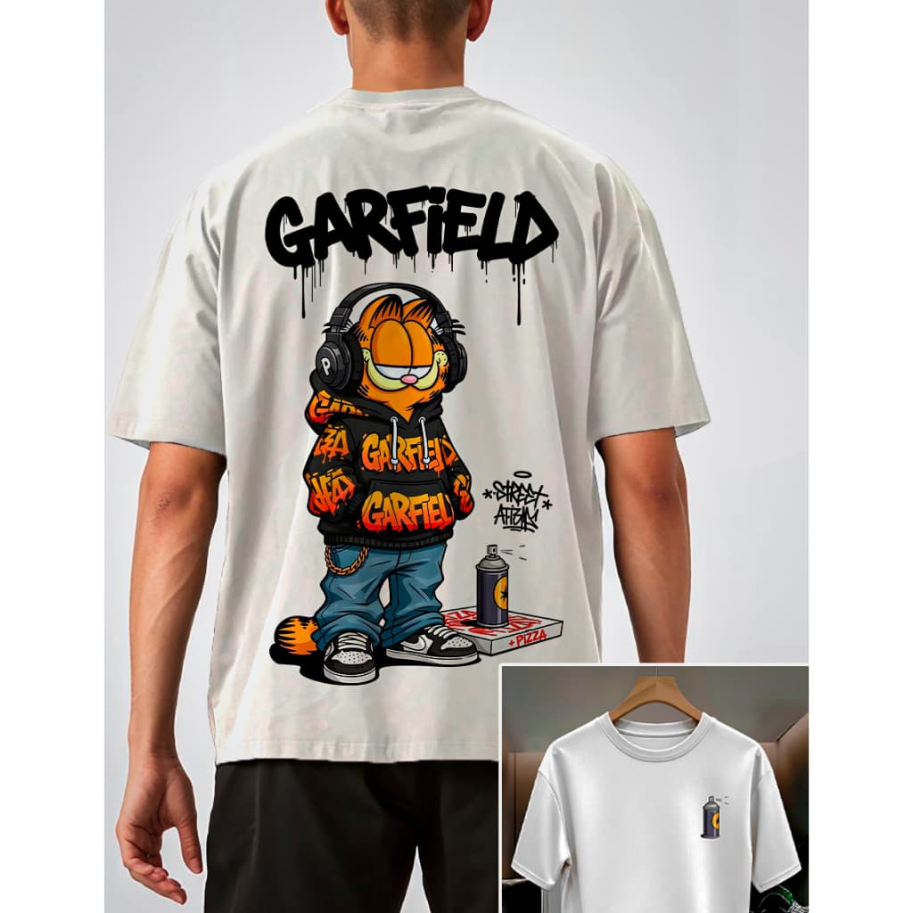 Camiseta GARFIELD PIXO Streetwear 100% Algodão Masculina e Feminina Unissex Camisa Confortável