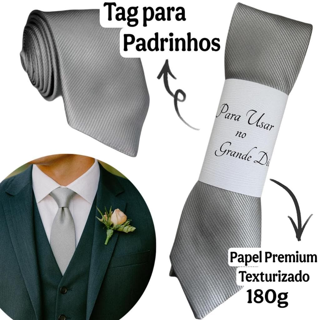 Gravata Cinza para Padrinhos Casamento Slim