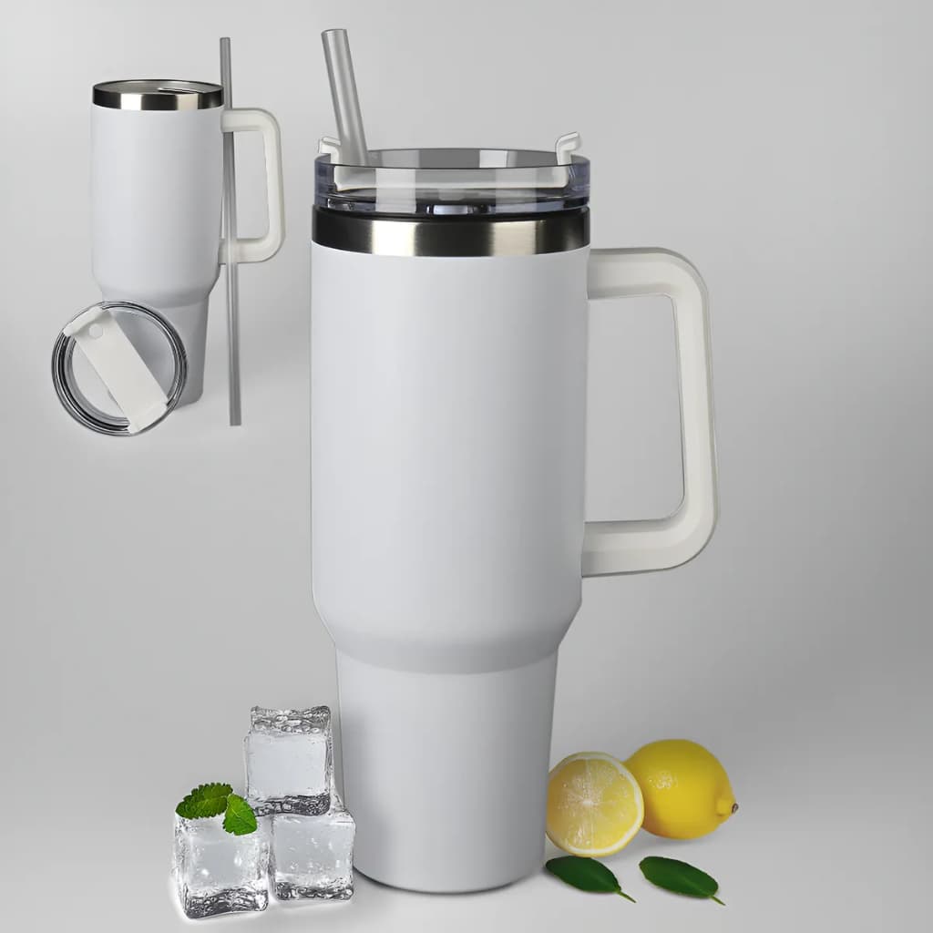 Copo Garrafa Termica  Caneca Térmica Termico Alça Canudo Branco