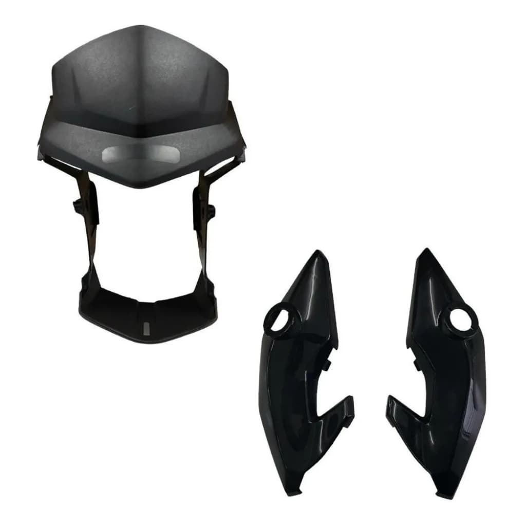 Conjunto Carenagem Frente Farol Titan 125 150 160 Fan/Start 2014-2021 Cor Preto Brilhante + Bananinhas