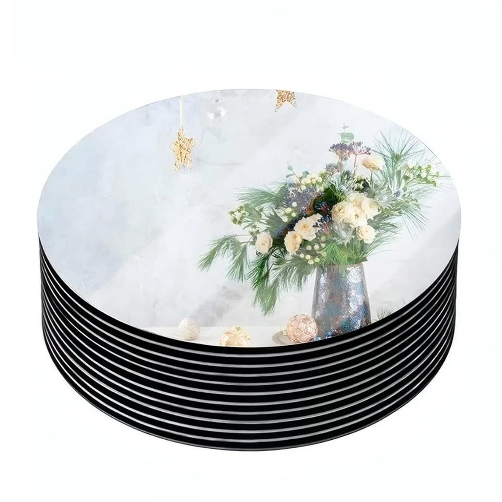 Kit 4 Espelhos Redondos Acrílico 20cm Centro de Mesa Decoração Festa Casamento Elegante Leve Reutilizável Moderno
