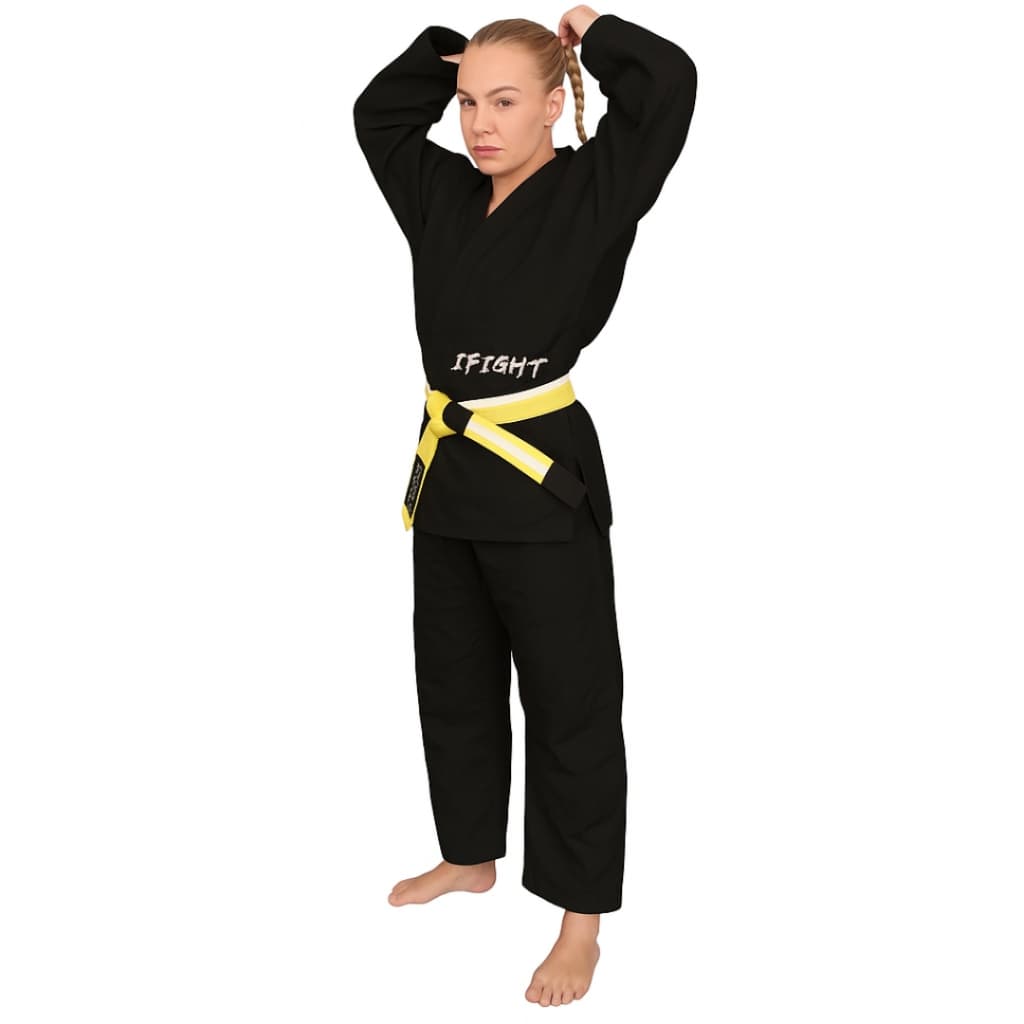 Kimono Jiu Jitsu Feminino Elementar Preto 1 Fight