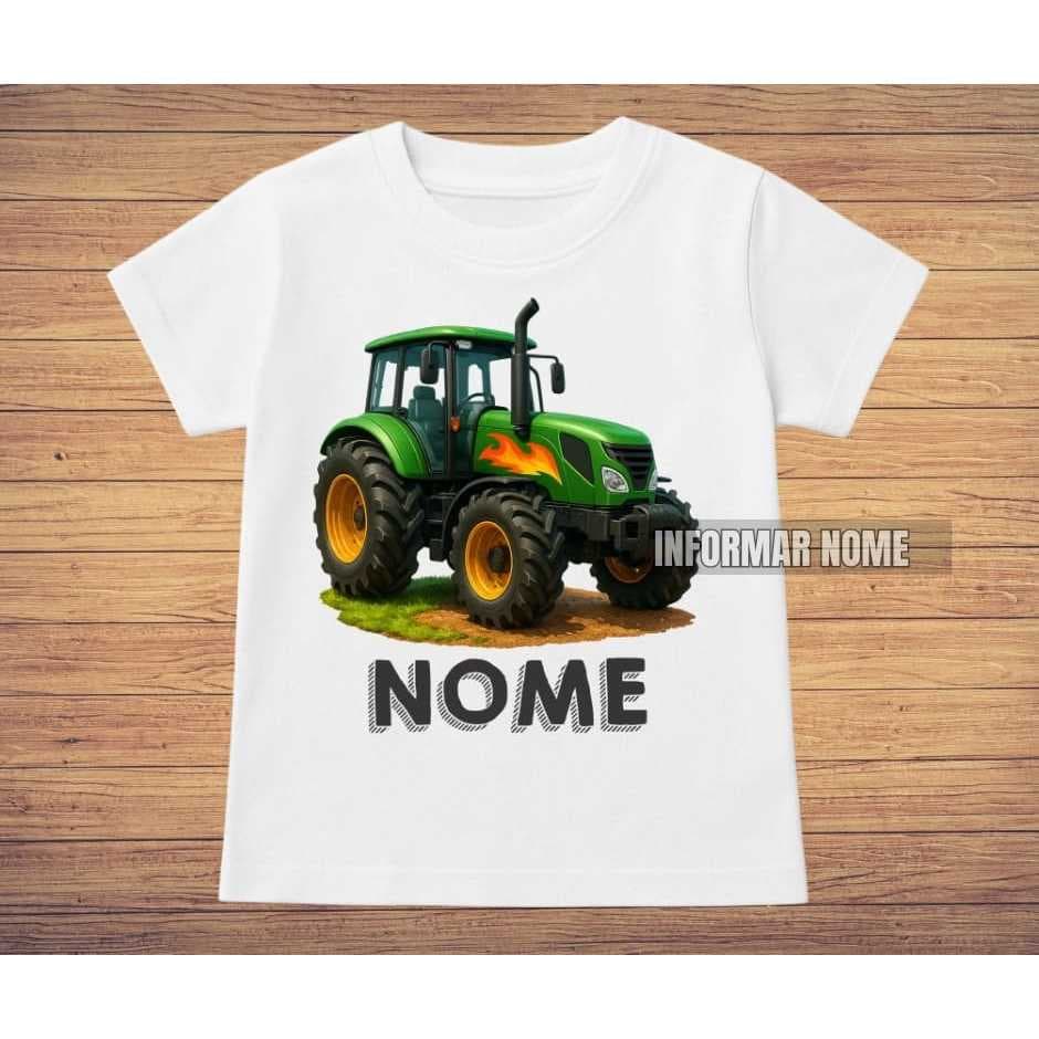 Camisa personalizada infantil Trator Verde com Nome TN27