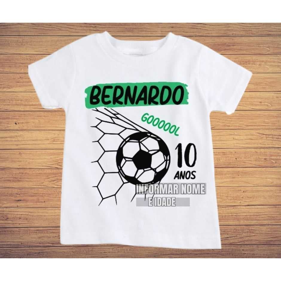 Camisa Infantil Aniversário Futebol com Nome e Idade -Tn93