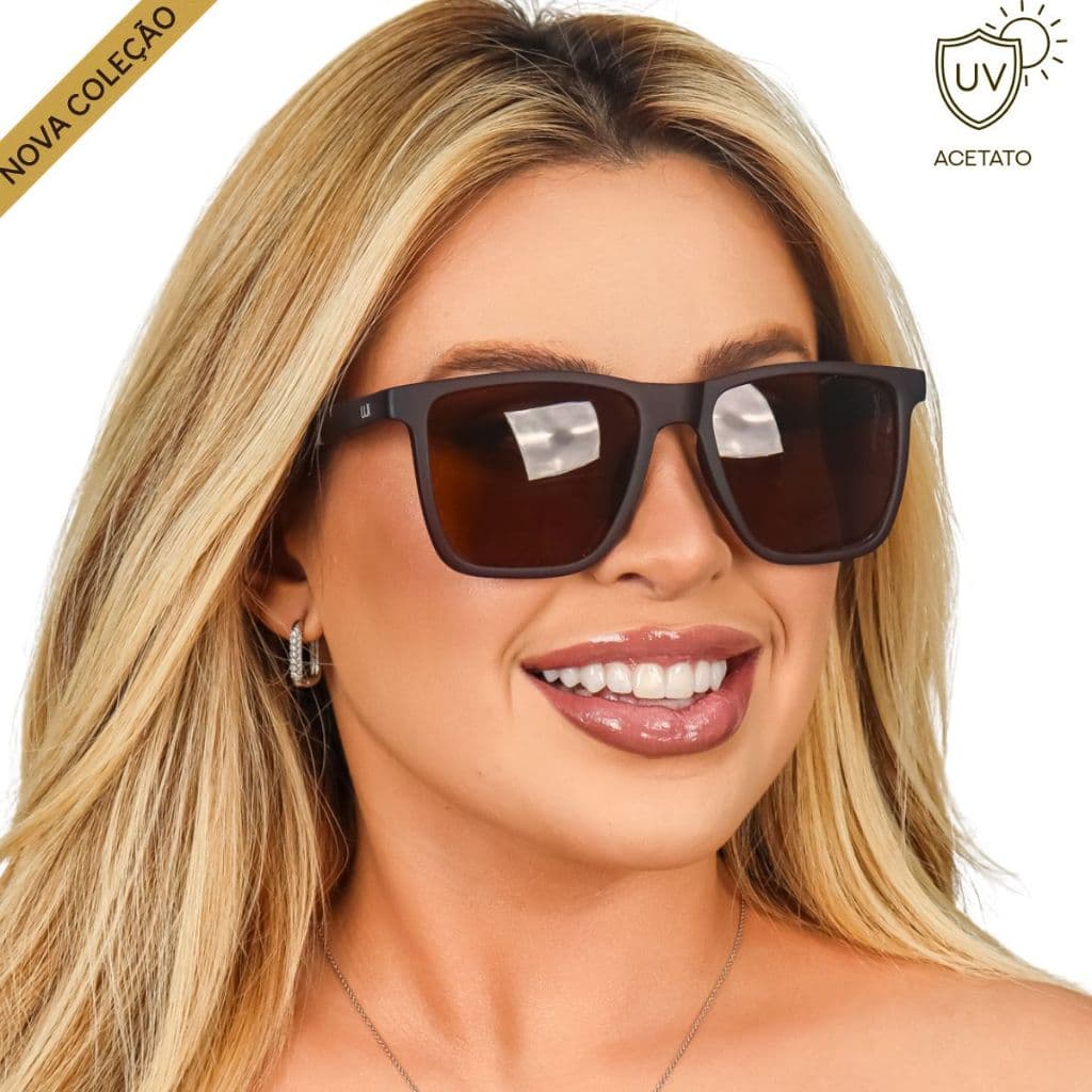 Óculos De Sol Premium UV400 Modelo Quadrado Esportivo Leve E Confortável Tendencia