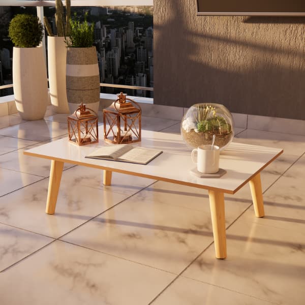 Mesa de Centro Grande 80x32,5cm para Sala Sacada Hall com pés palito Retro
