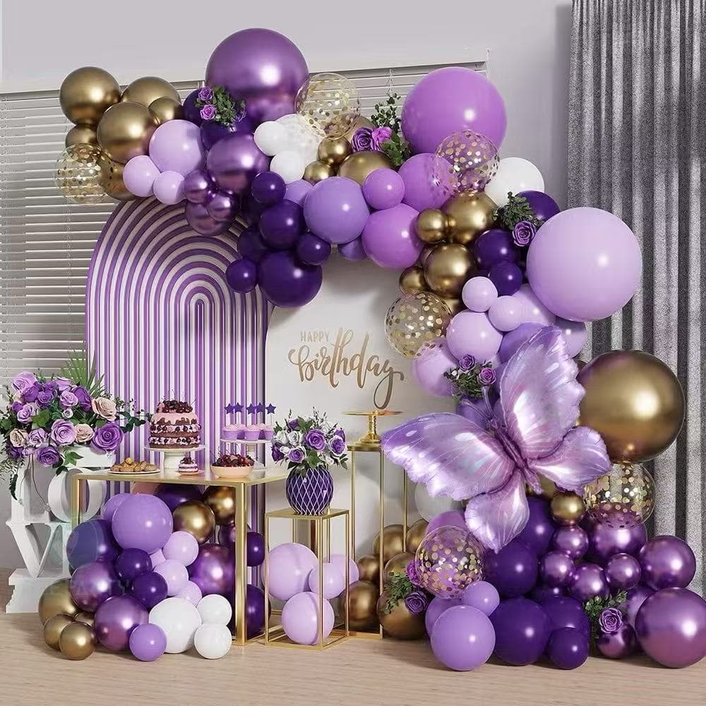 123 Pçs Arco de Balões com Tema Borboleta para Decoração de Casamento ou Aniversário