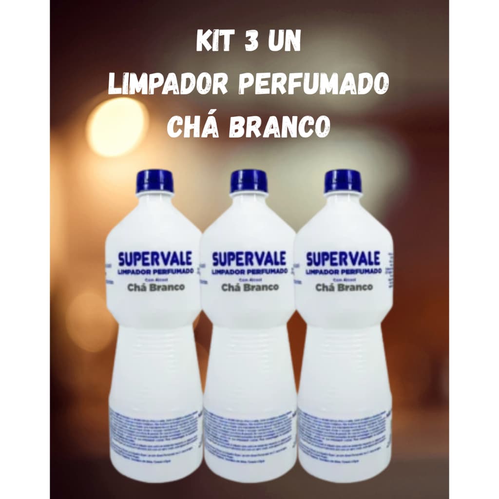 Kit 3 un limpador perfumado com álcool chá branco Supervale 1l cada