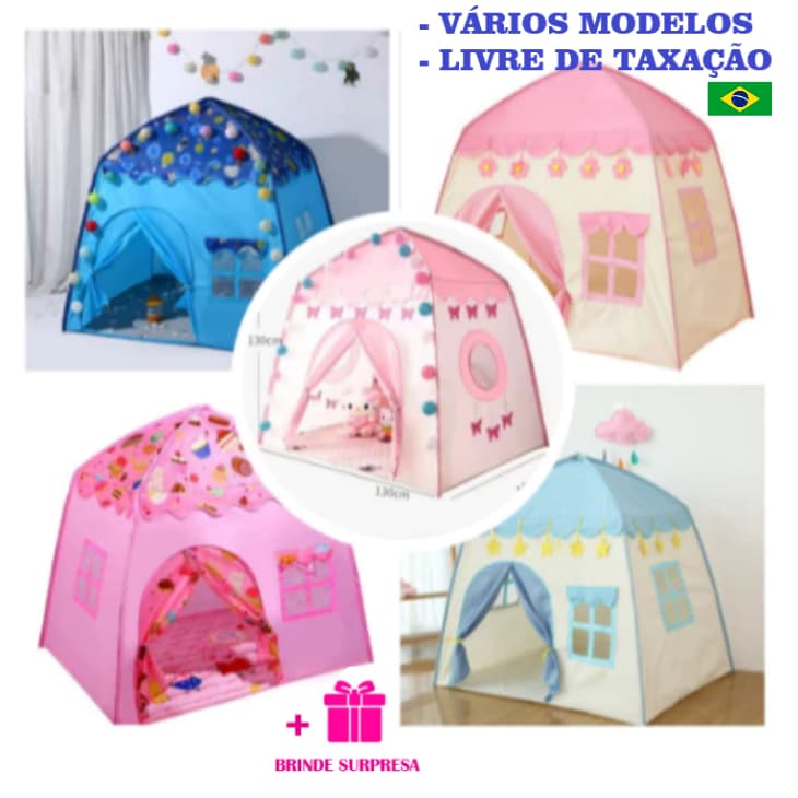 Barraca Infantil Menino Tenda Menina Azul Cabana Rosa Criança Vários Modelos Promoção + Surpresa