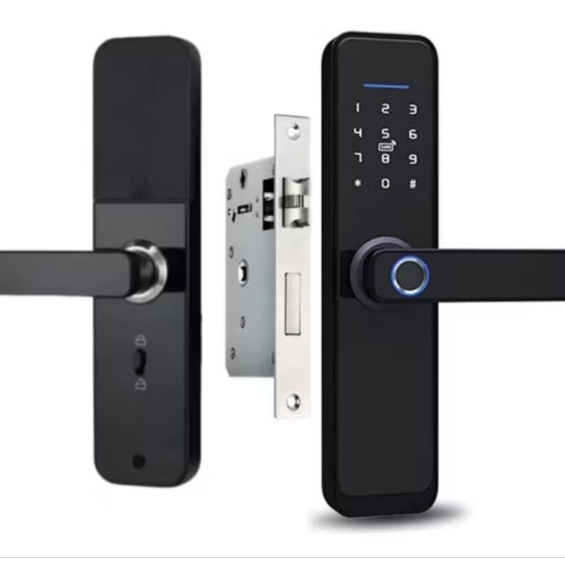 Fechadura de Porta Eletrônica Digital com Biometria Senha Touch Cartão Tag Wi-Fi App Tuya Intelligent Lock