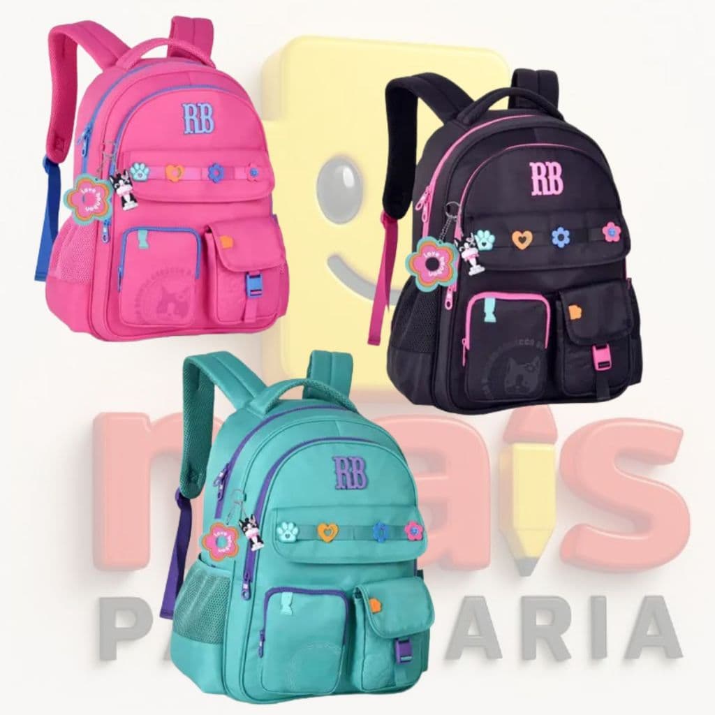 Mochila de Costas Rebecca Bonbon RB26232 Com Chaveiro Escolar Feminina