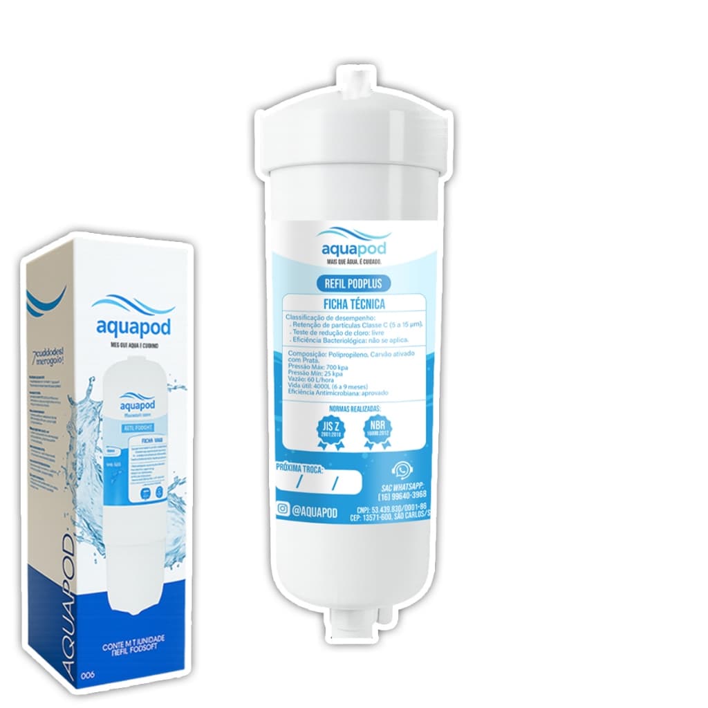 Refil Aquapod Compatilvel com Purificador Europa Da Vinci Noblesse Plus Flex