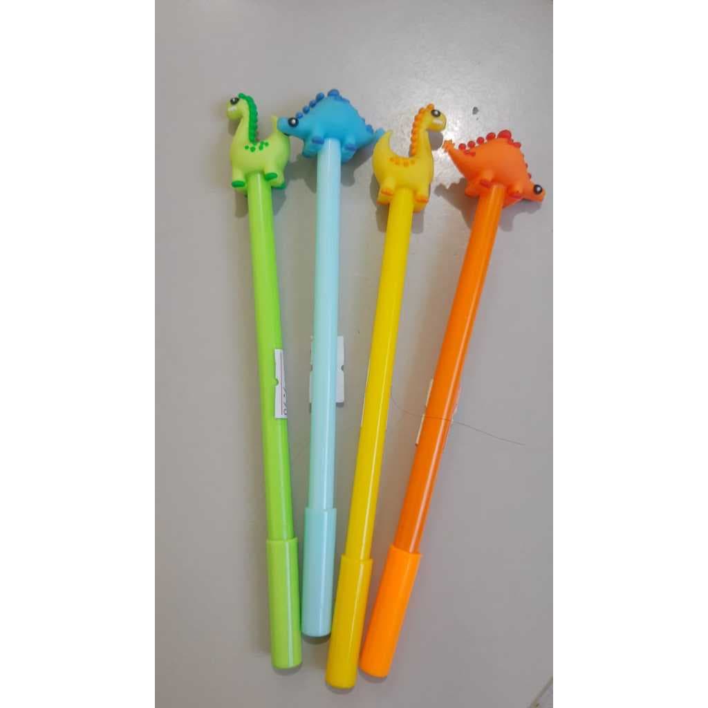 Kit 2 Peças Caneta Gel com Dinossauro Fofo Caneta Ponta Fina Escolar