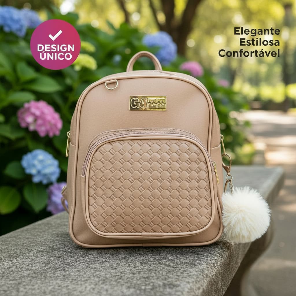 Mini Mochila Feminina Mochilinha Pequena Leve Confortável Moderna + Chaveiro Pompom
