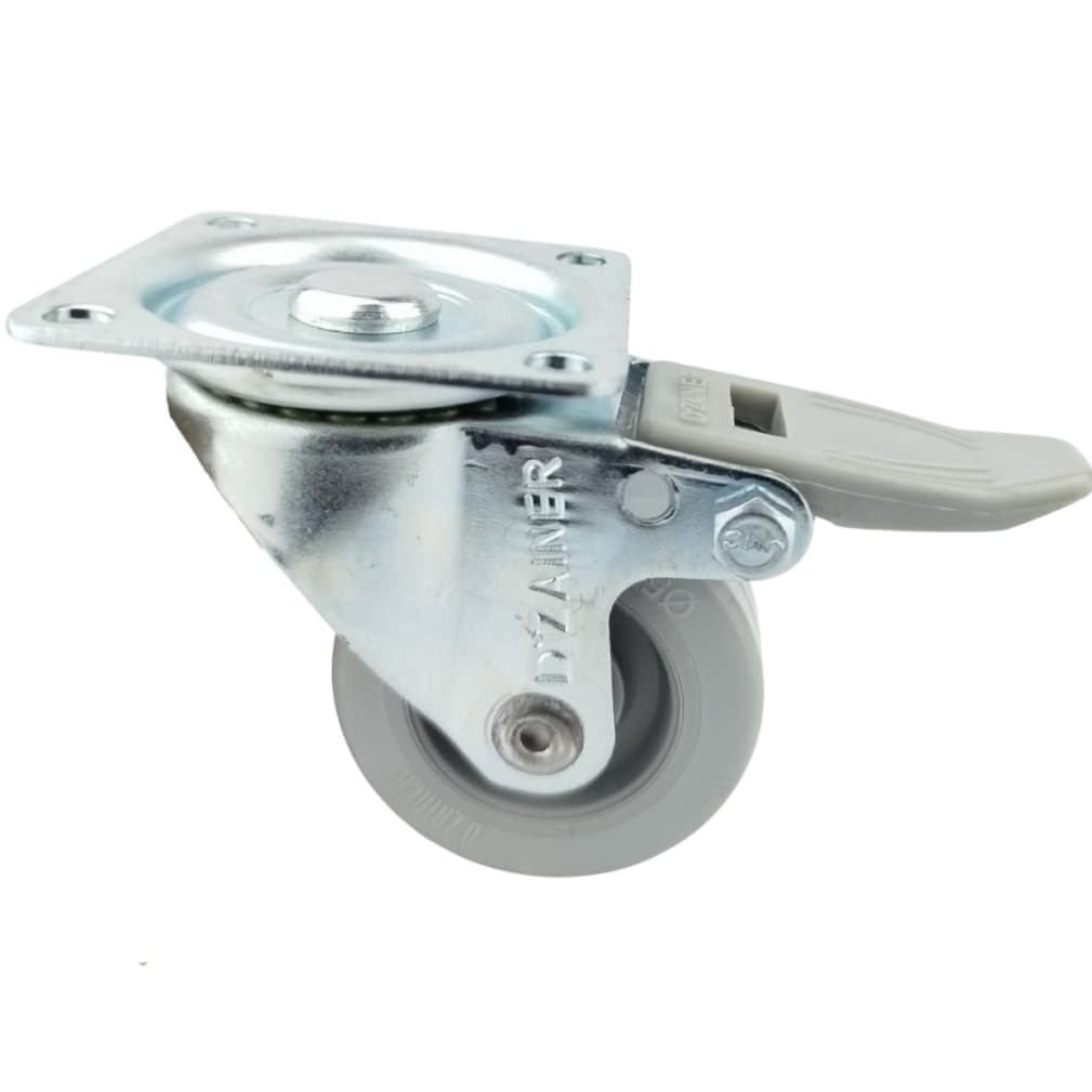 Rodizio Giratório 70mm com Trava de Roda e Giro - Chapa Para Fixação- 45kg- Residêncial e Industrial