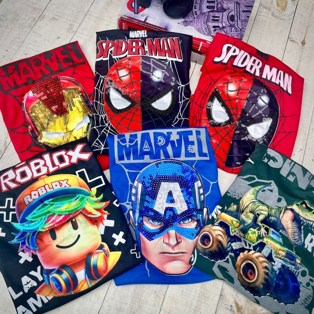 Camiseta Infantil LED à Prova d’Água Personagens – Conforto, Brilho e Super Divertido!
