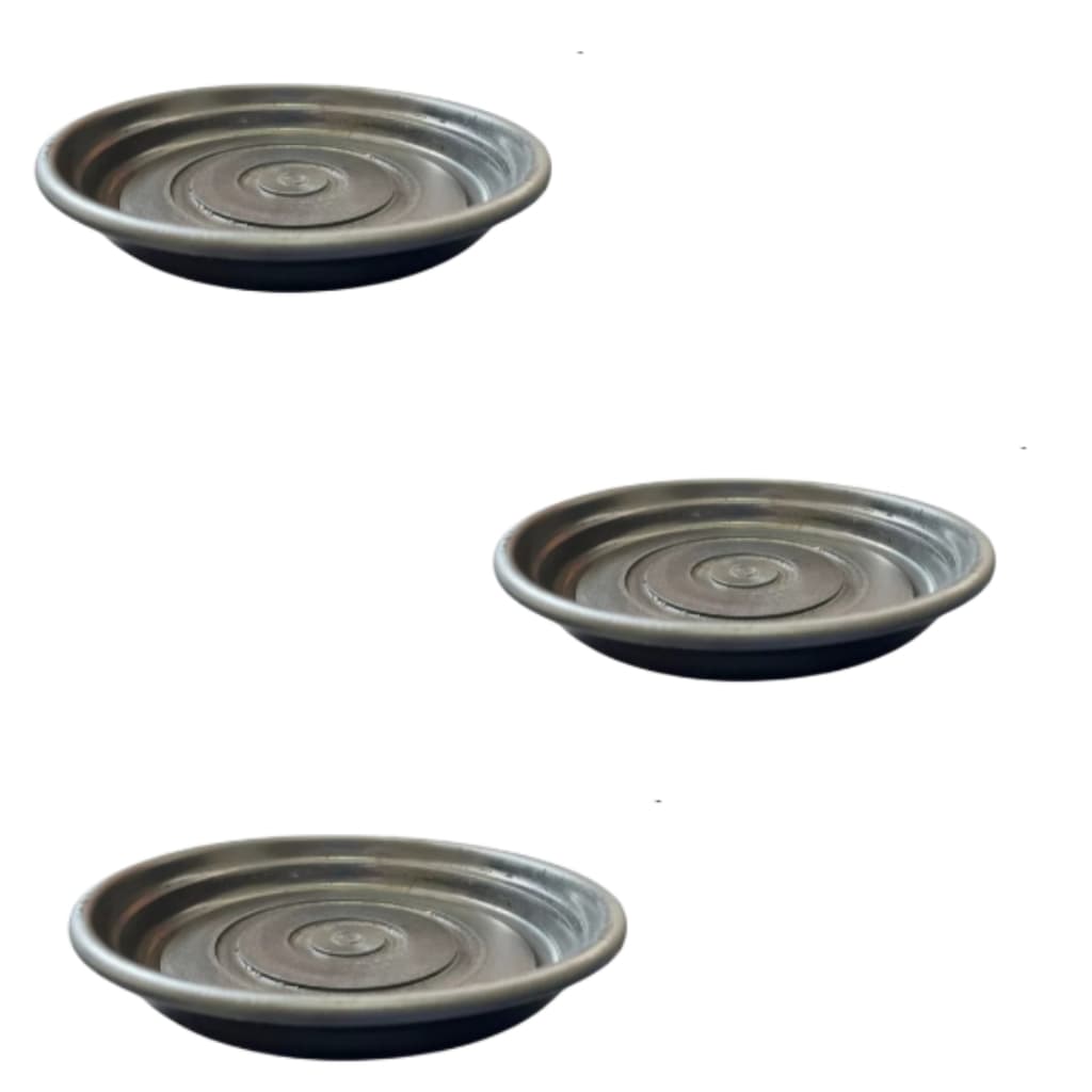 Kit Com 3 Pratos Plástico Para Vasos Cor Terra Cota e Preto Pequeno- IDEAL PARA VASOS DE 4,5 LITROS
