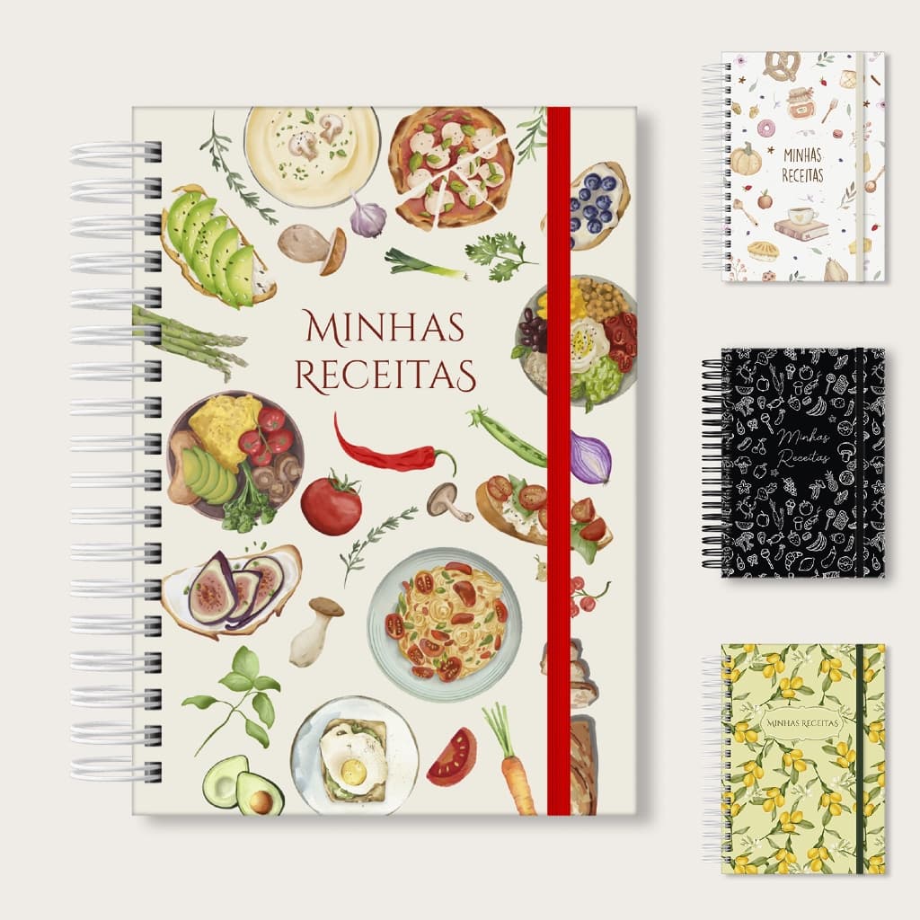 Caderno de Receitas Minimalista 17x24cm Folhas 120g