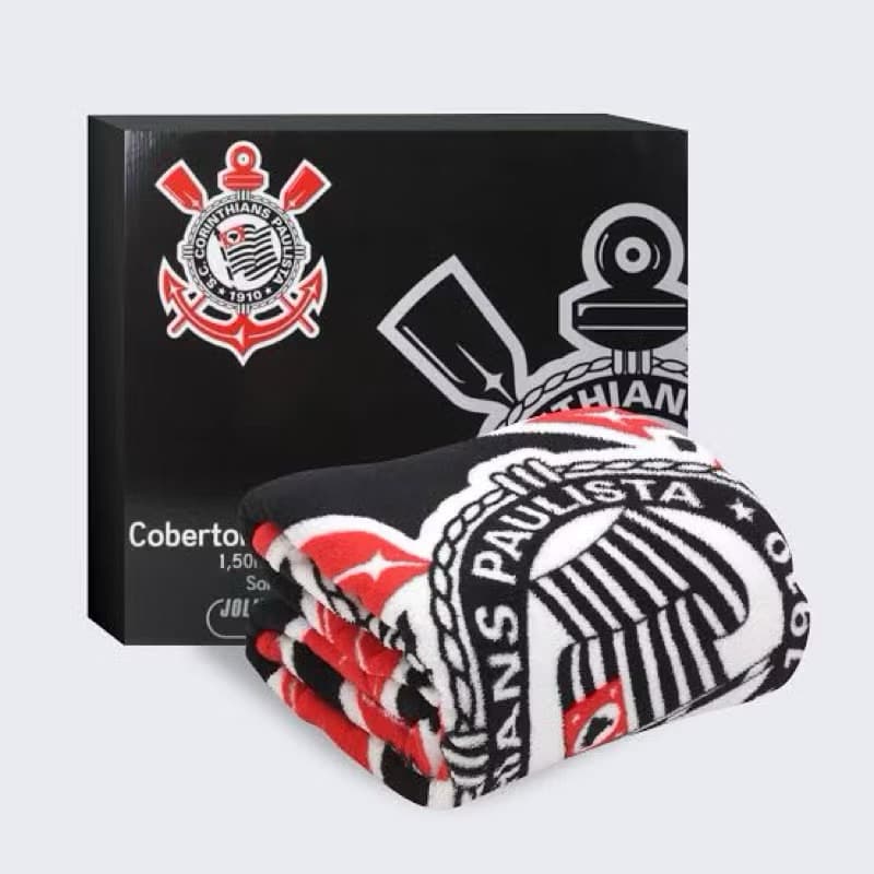 Cobertor Corinthians Casal Original Jolitex Time Aveludado Antialérgico Macio Quentinho Licenciado Timão