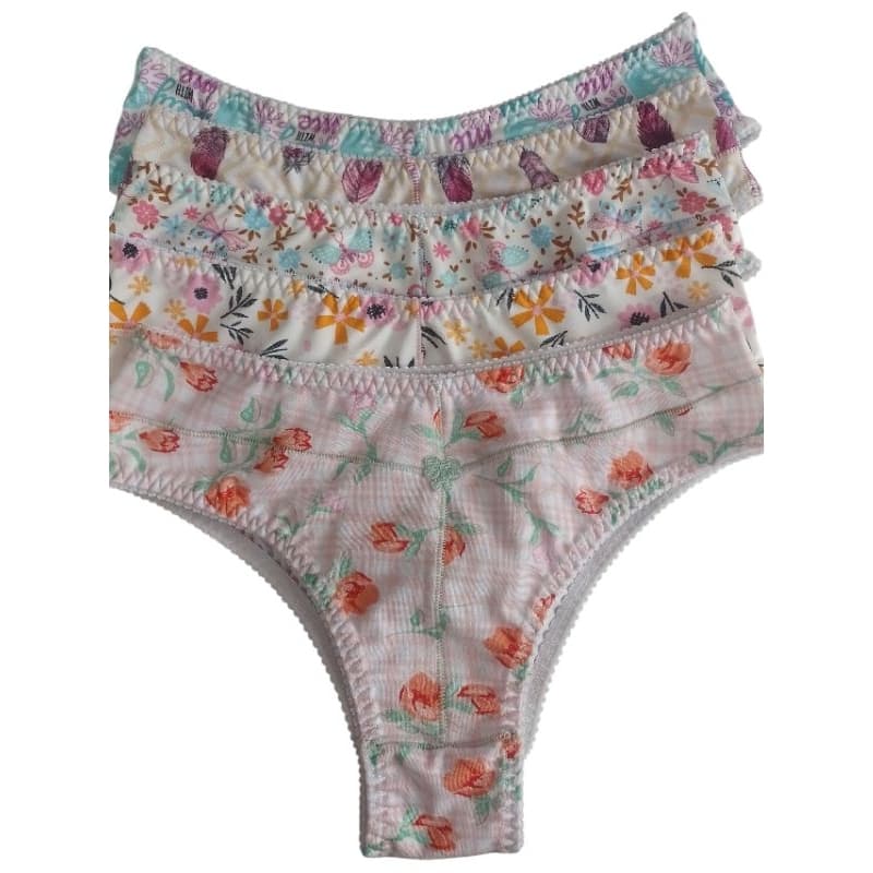 Kit 3 Tangao Micro Estampada Calcinha feminina confortável dia a dia cintura alta