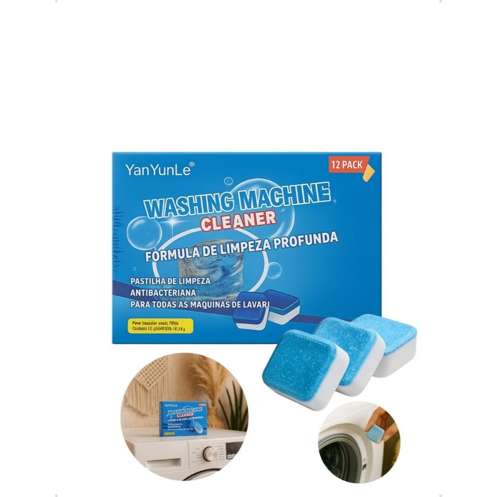 Pastilha De Limpeza Maquina De Lavar 12 Tabletes Limpeza Tira Odor Rapido