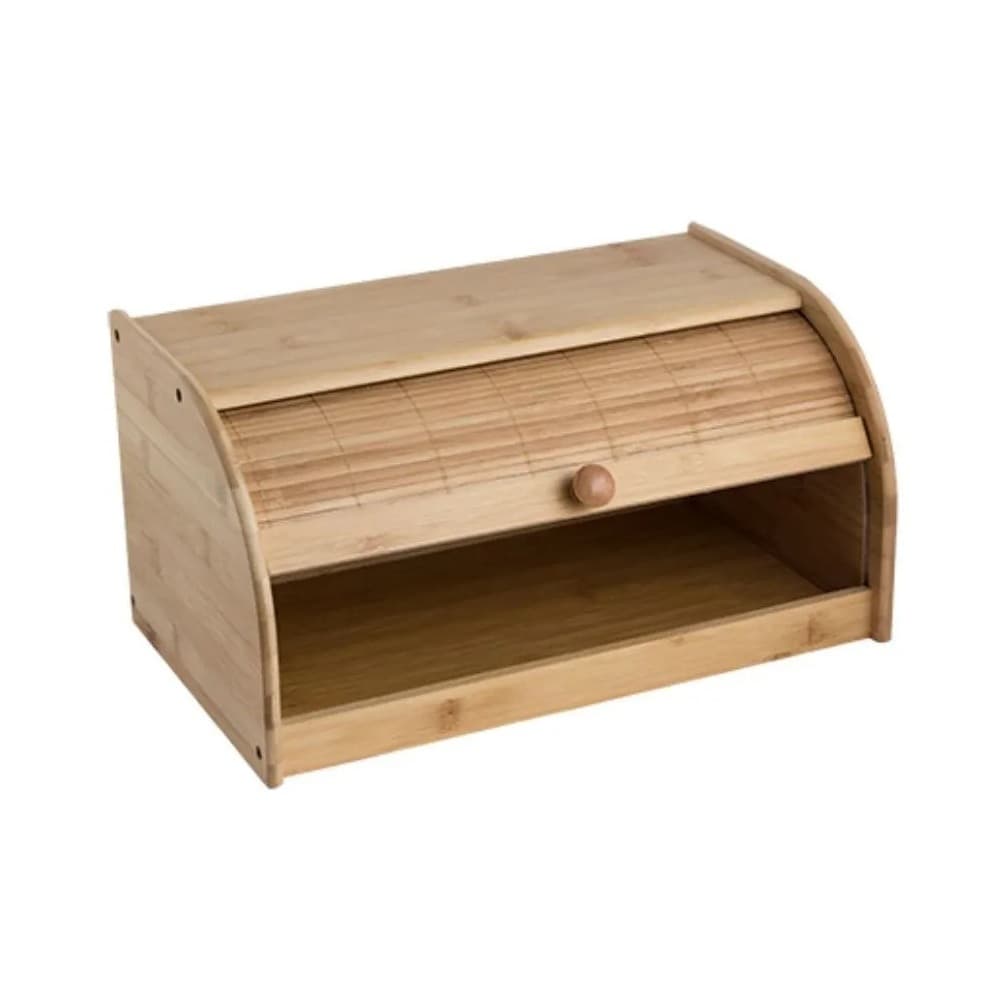 Porta Pães em Bambu C/Porta Retrátil 38,5x26cm Mimo Style