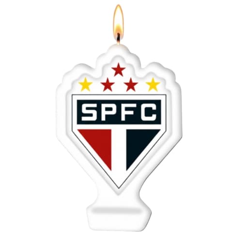 Vela Temática SPFC Para Bolo Aniversário Futebol Decoração de Festa – Festcolor