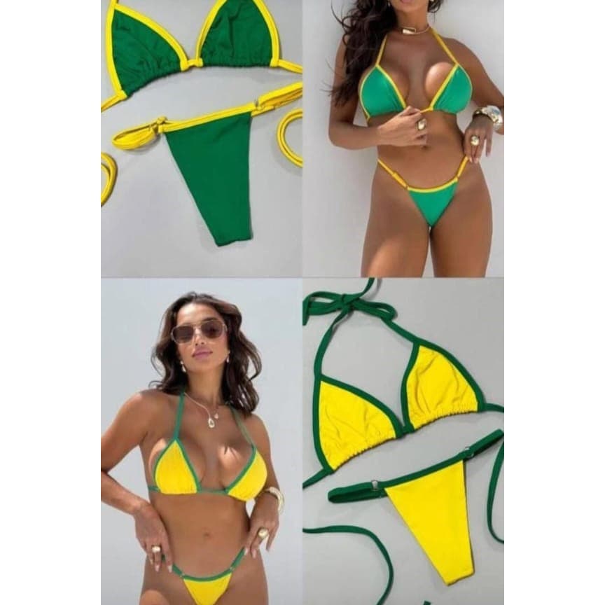Biquíni Fita Fio Dental Fem Bronze Cortininha Reg Ajustável Confortável, Leve para Praia ou Piscina