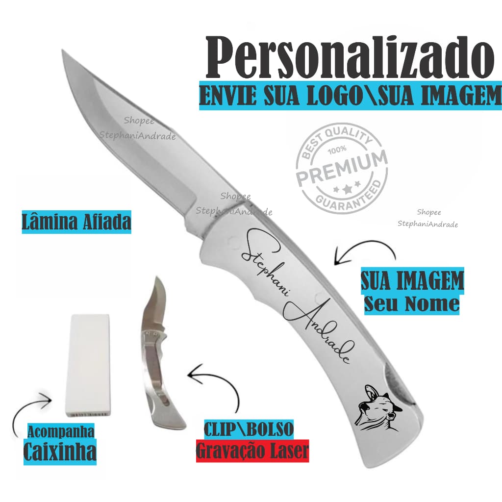 Canivete De Bolso Inox Personalizado Seu Nome