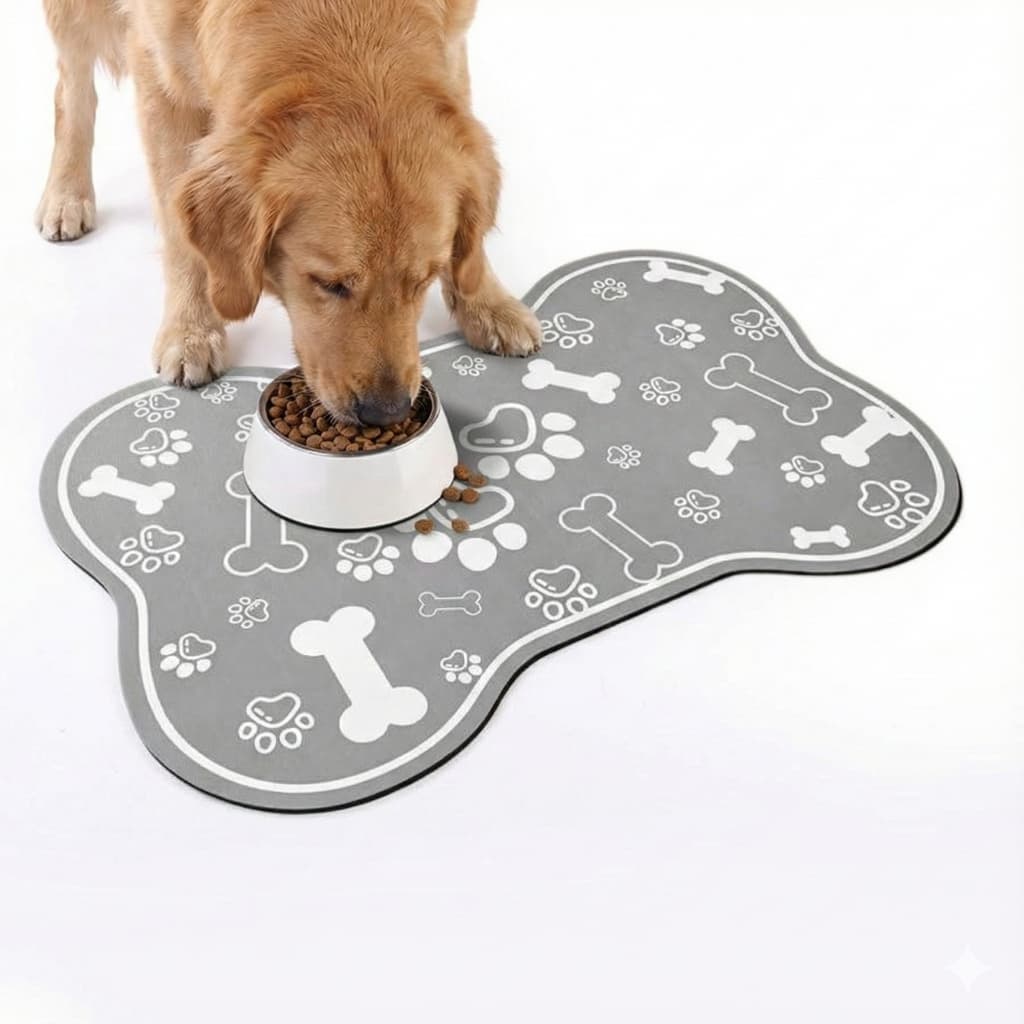 Tapete para Comedouro Pet Absorvente Antiderrapante Sem Sujeira Espalhada no Chão