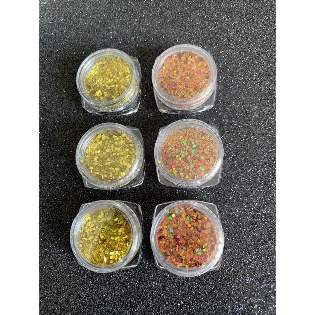 Kit 6 Potinhos Glitter Para Decoração de Unhas