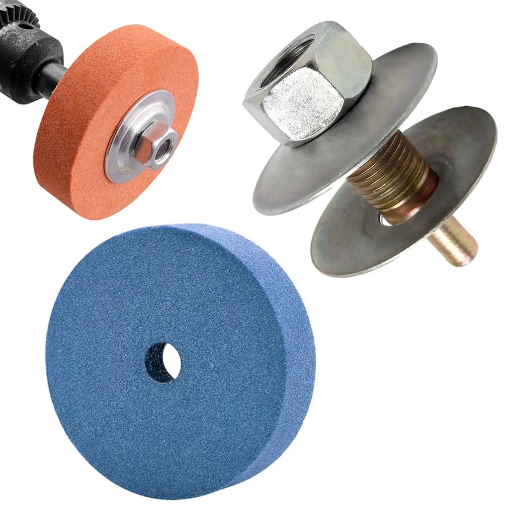 Rebolo Reto 76 Mm Pedra Esmeril Para Furadeira Com Adaptador Para Furadeira